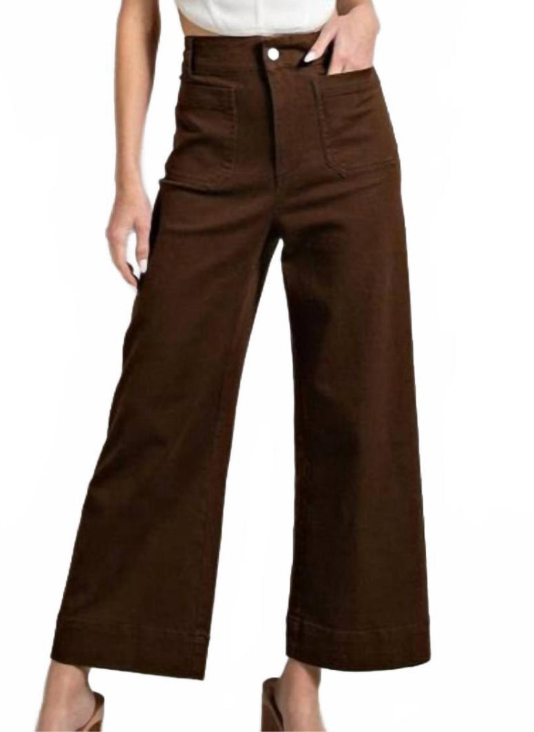 Brown Ankle Cropped Flare Pants