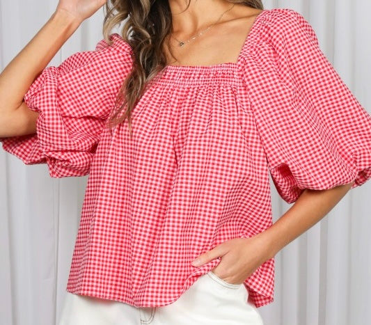 Don’t Miss Red Gingham Top
