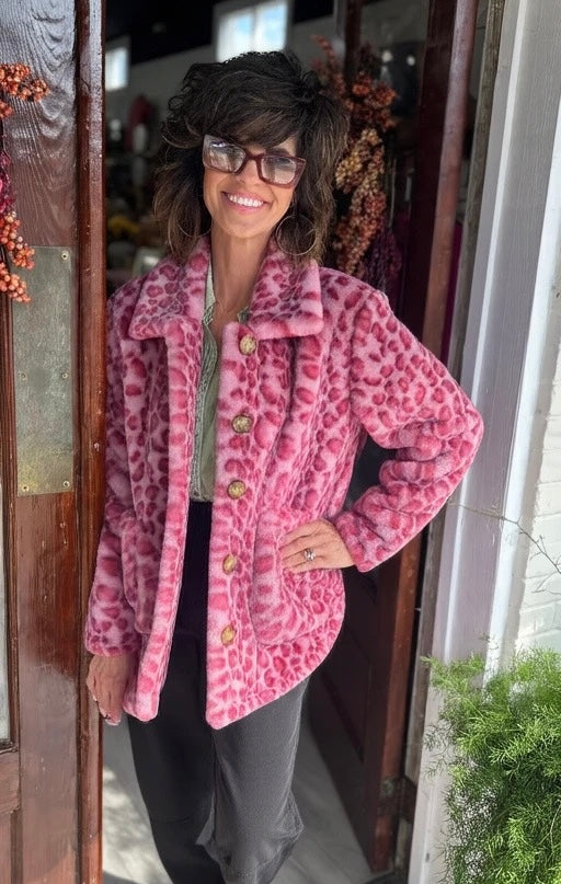 Ivy Jane Plush Pink Leopard Jacket