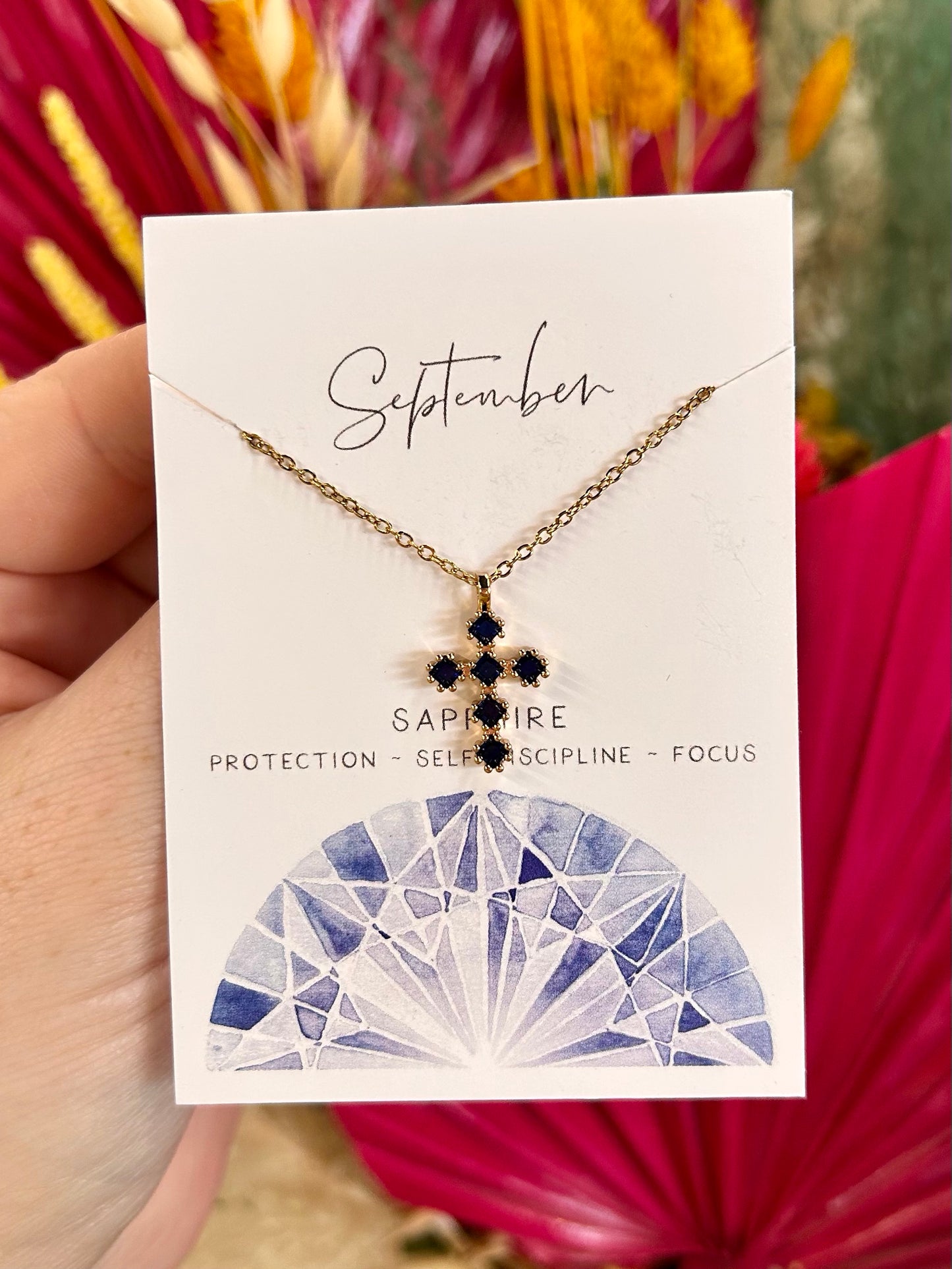 Birthstone Cross Necklaces