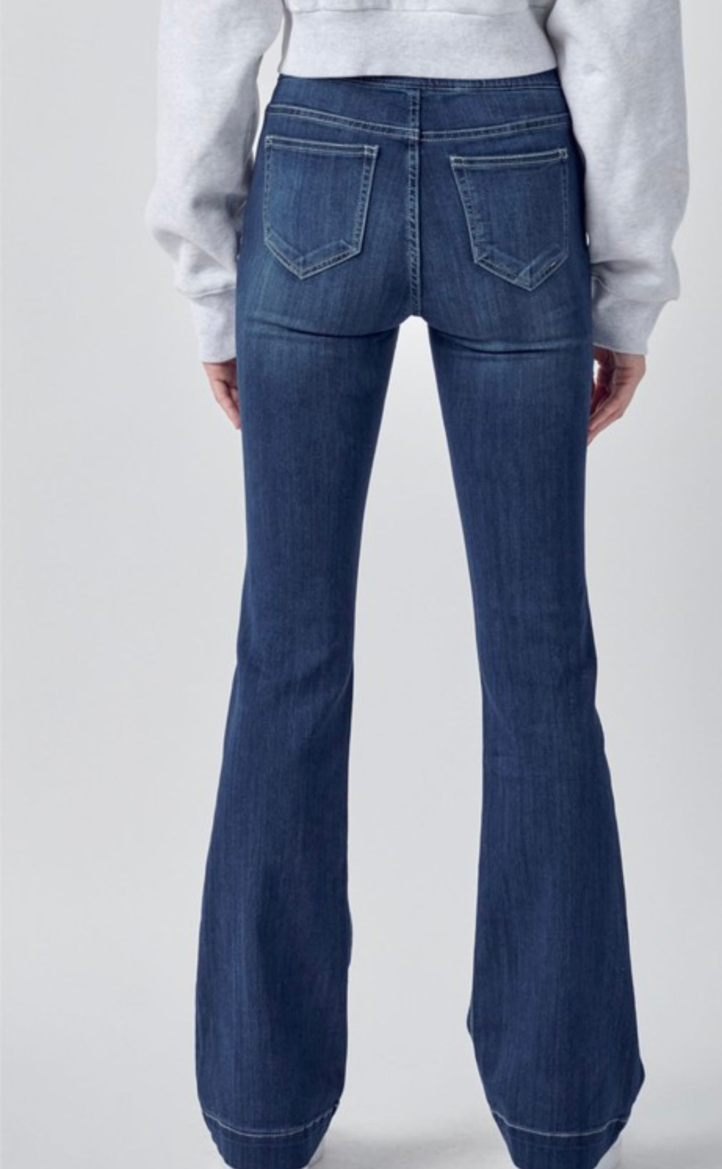 Dark Denim Mid Rise Flare