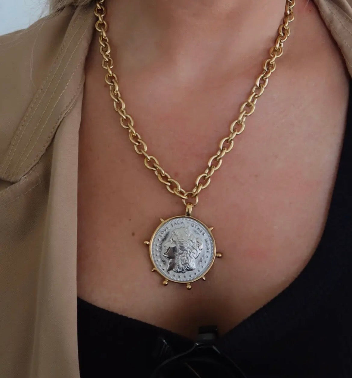 Two Toned Coin Necklace