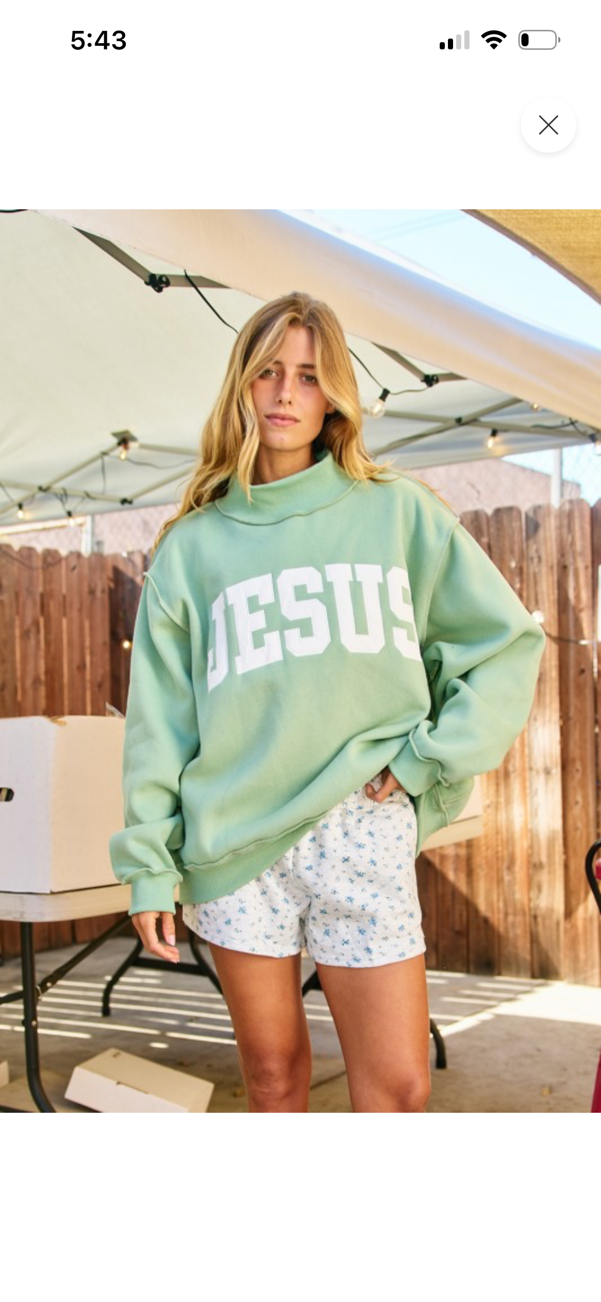 Jesus Embroidered Mock Neck Sweatshirt