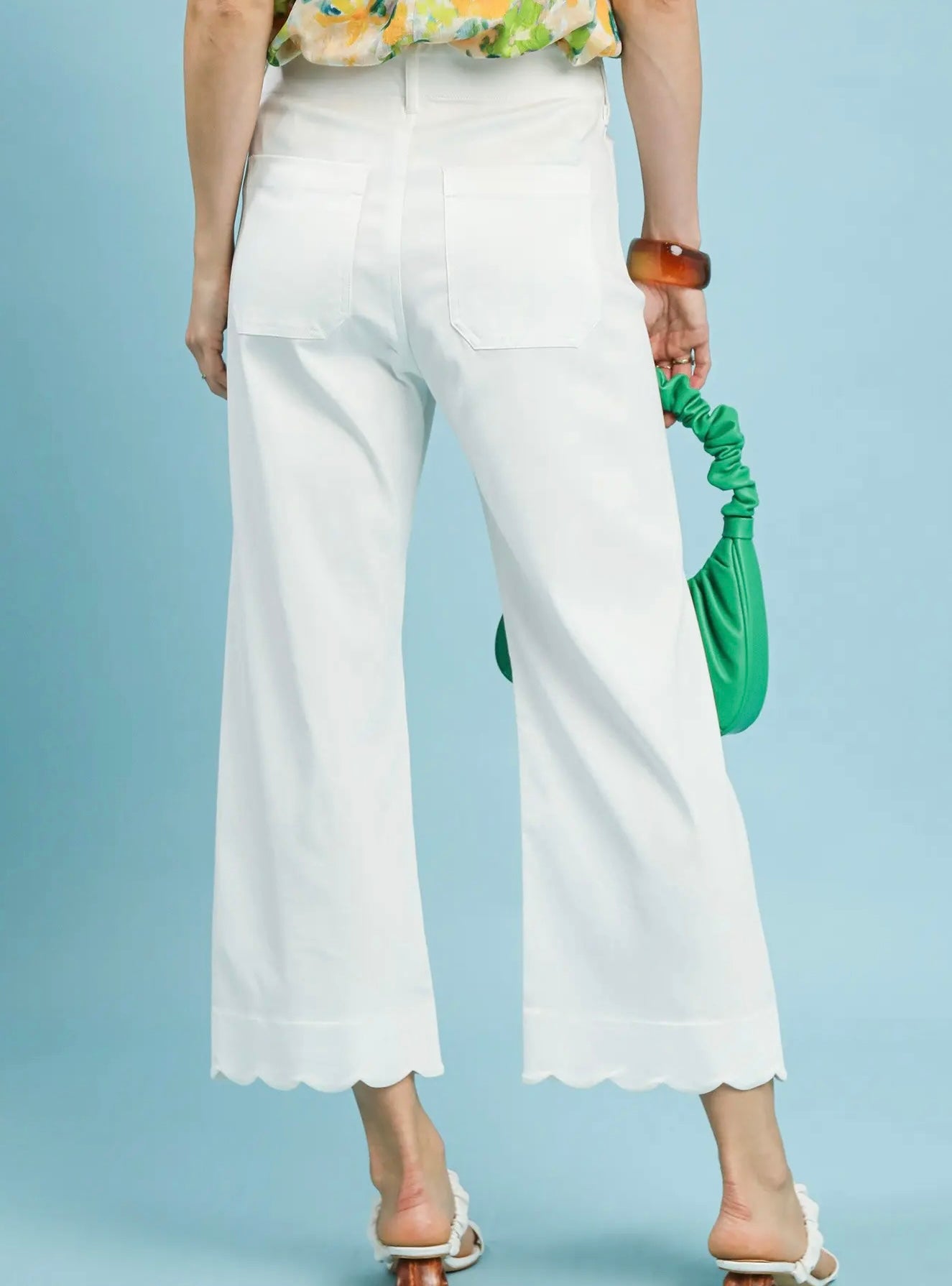White Scalloped Edge Pants
