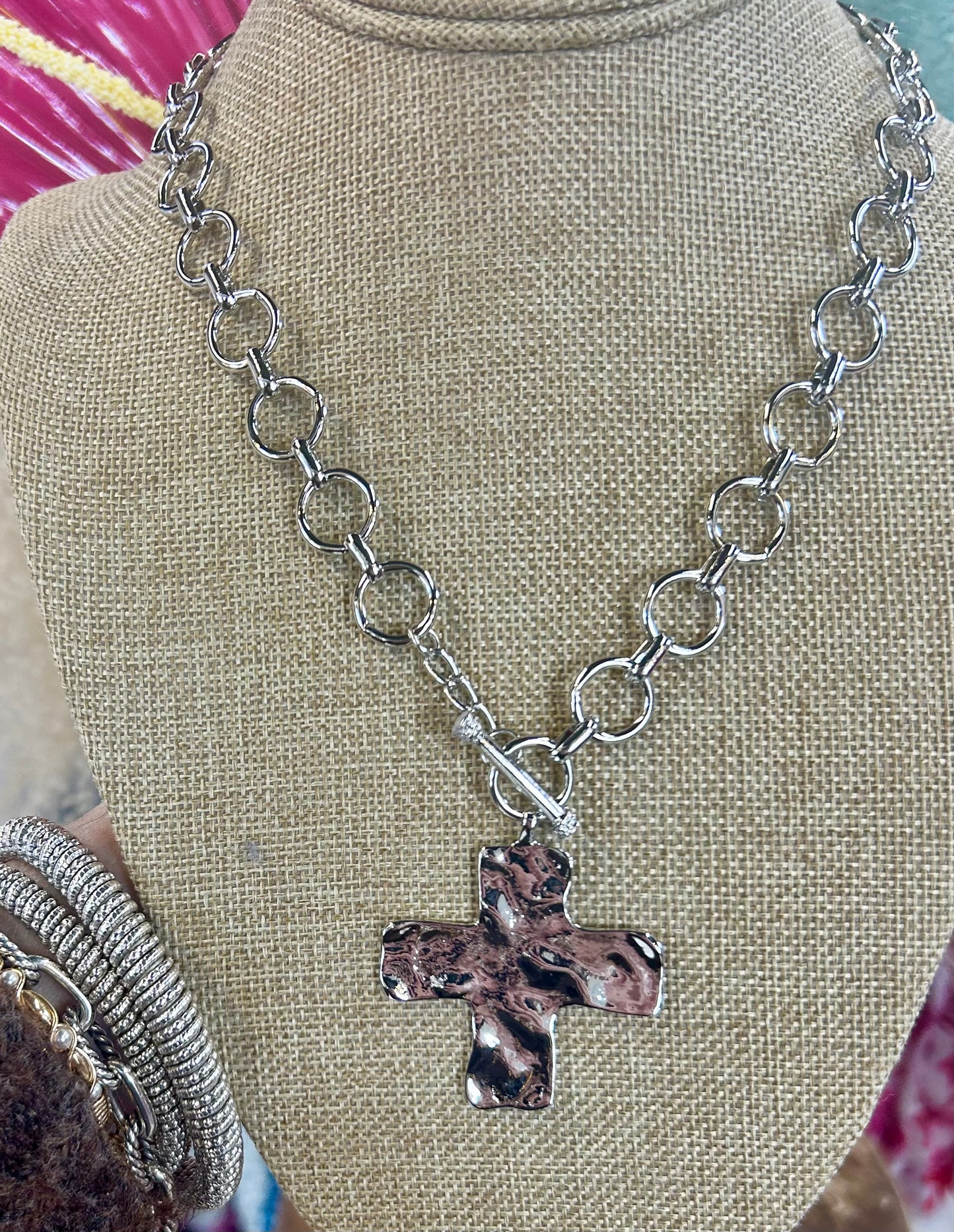 Hammered Cross Necklace