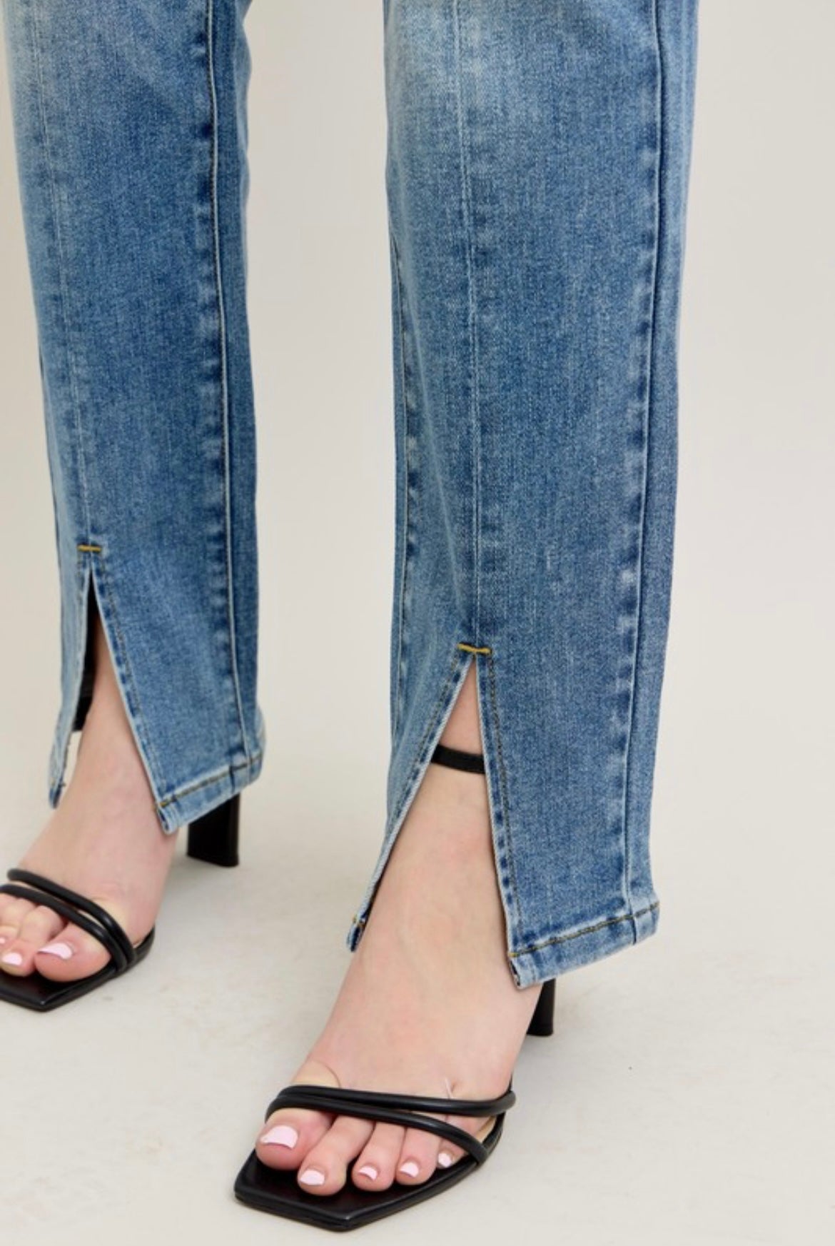 Judy Blue High Rise Vintage Wash Front Seam And Slit Straight
