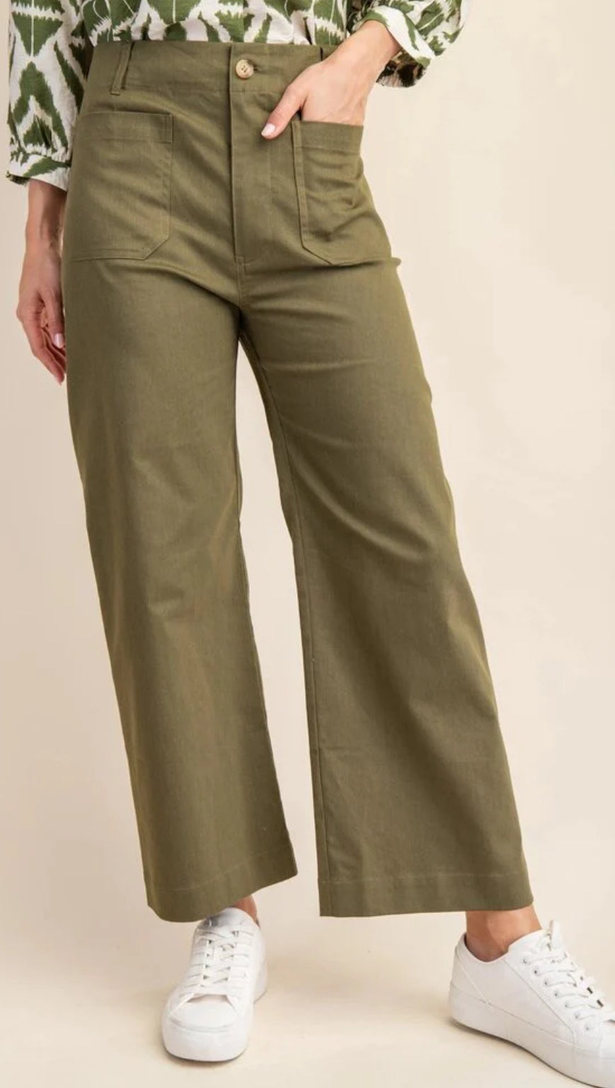 Ankle Cropped Pants/ Olive