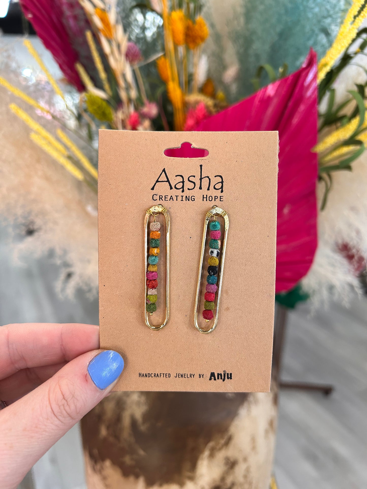 Aasha Long Stud Earrings