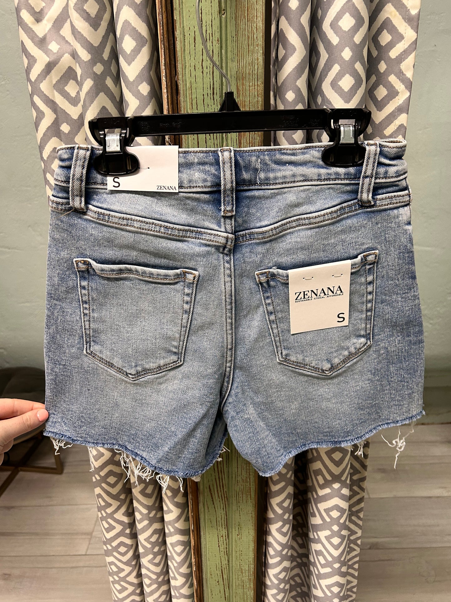 Zenana Distressed Hem Denim Shorts