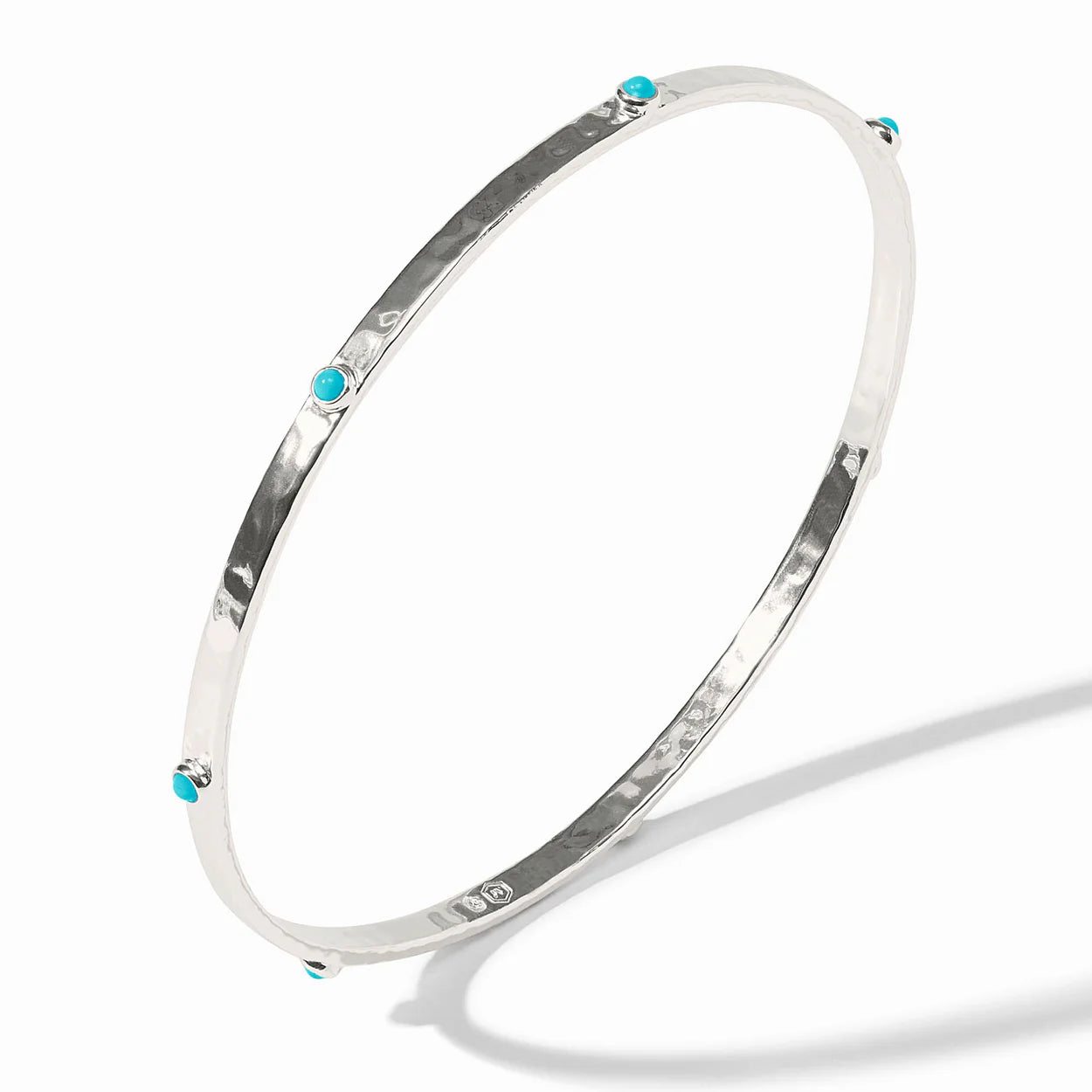 Silver Crescent Stone Turquoise Blue