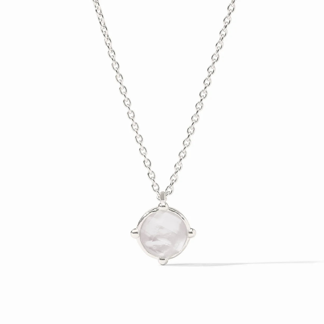 Silver Honeybee Solitaire Necklace- Iridescent Clear Crystal