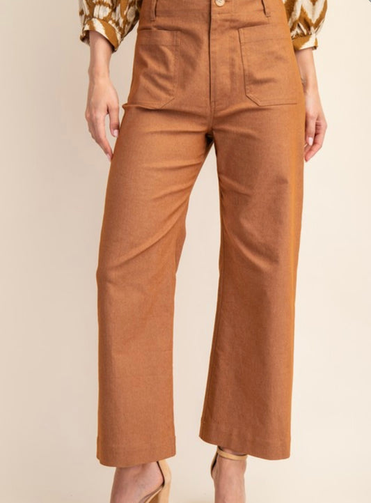 Cropped Ankle Pants/Caramel Brown