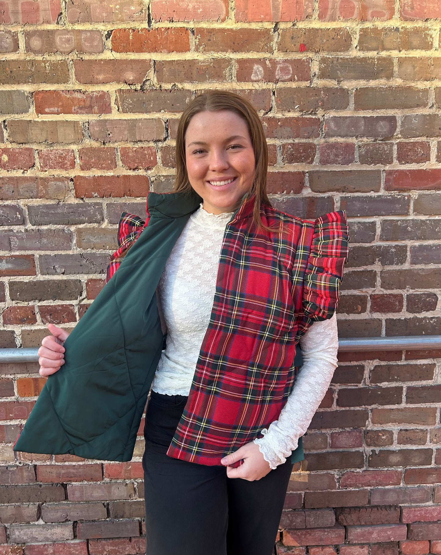 Tartan Plaid Quilted Puffer Vest- 2 Colors