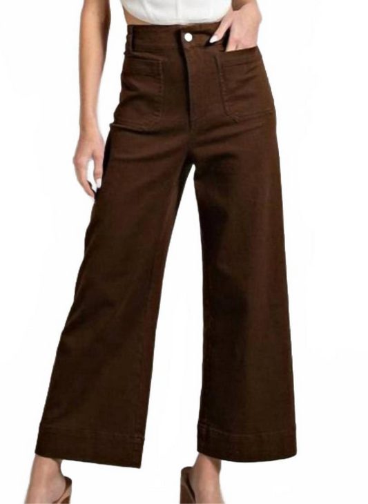 Brown Ankle Cropped Flare Pants