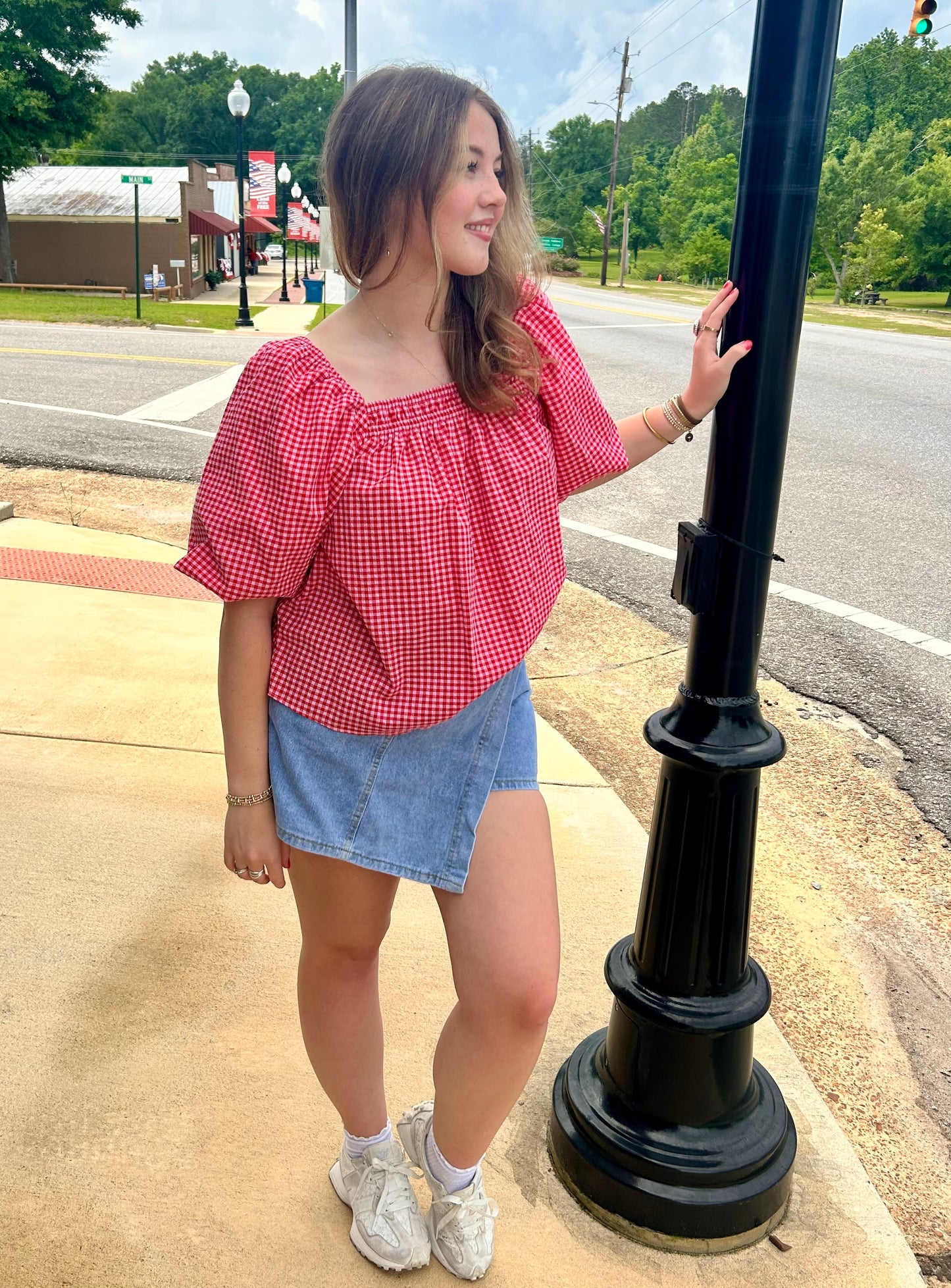 Don’t Miss Red Gingham Top
