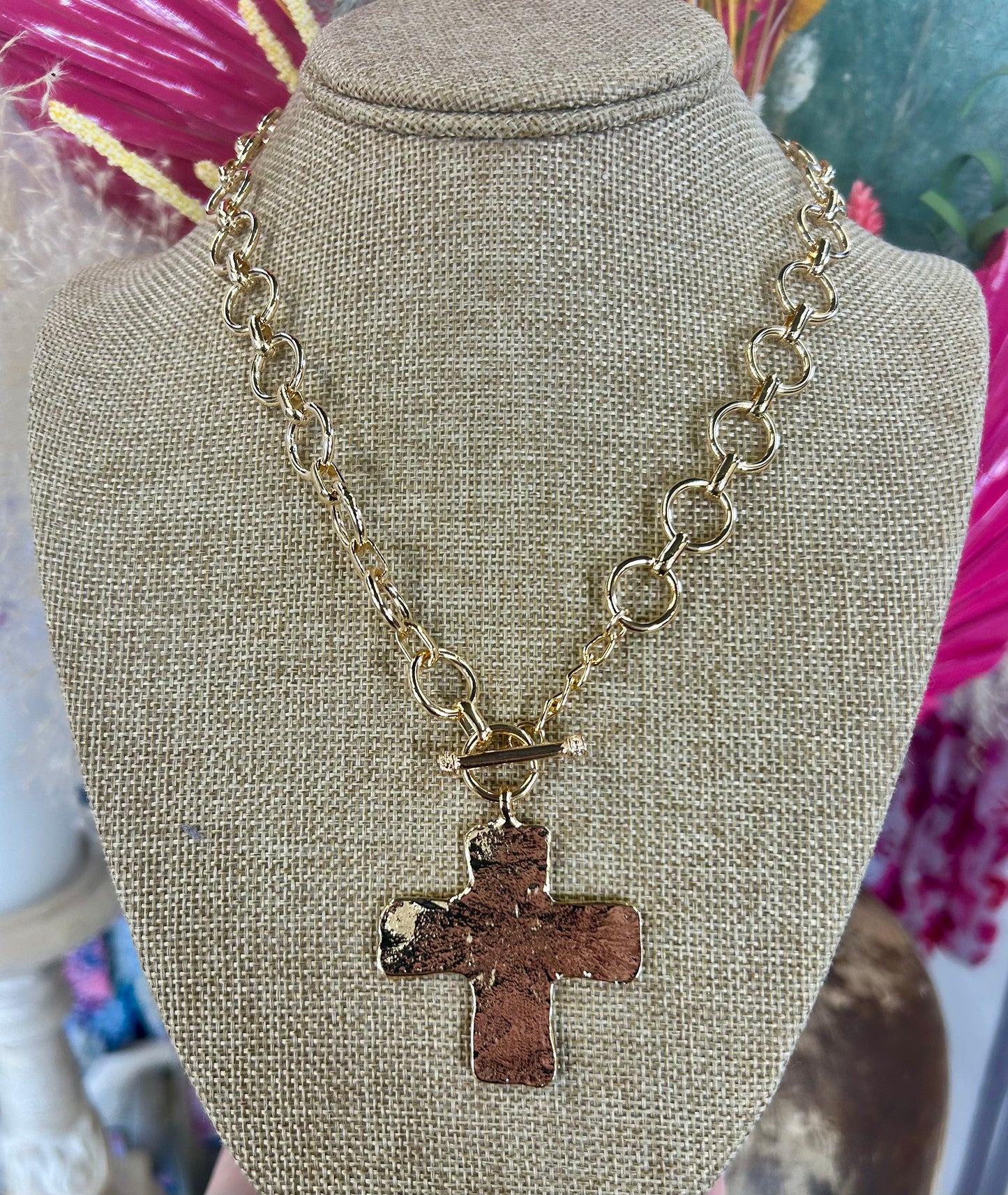 Hammered Cross Necklace