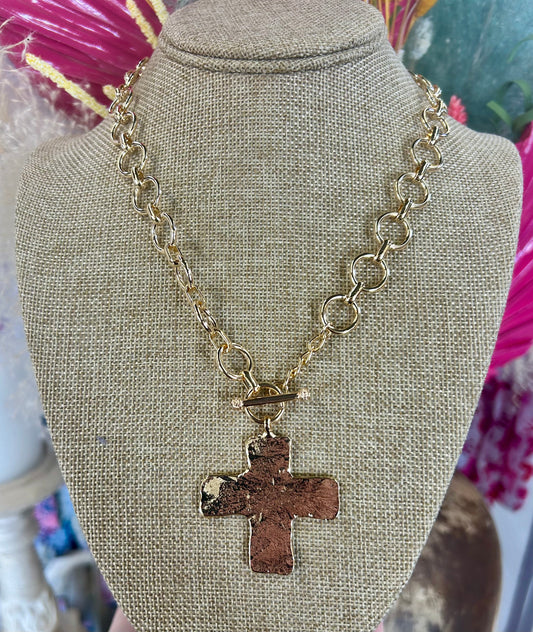 Hammered Cross Necklace