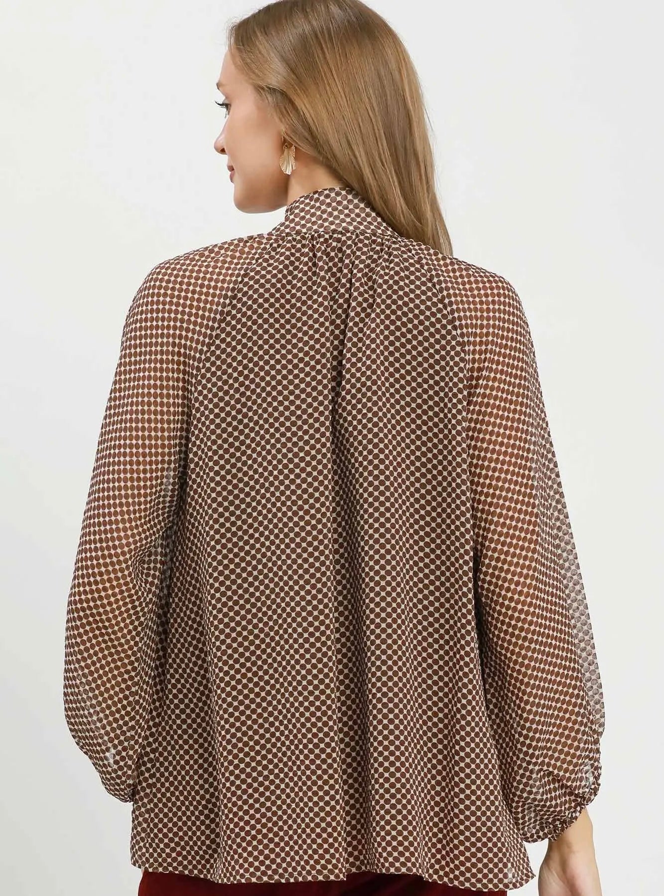 Avery Brown Polka Dot Long Sleeve Blouse 2 Colors