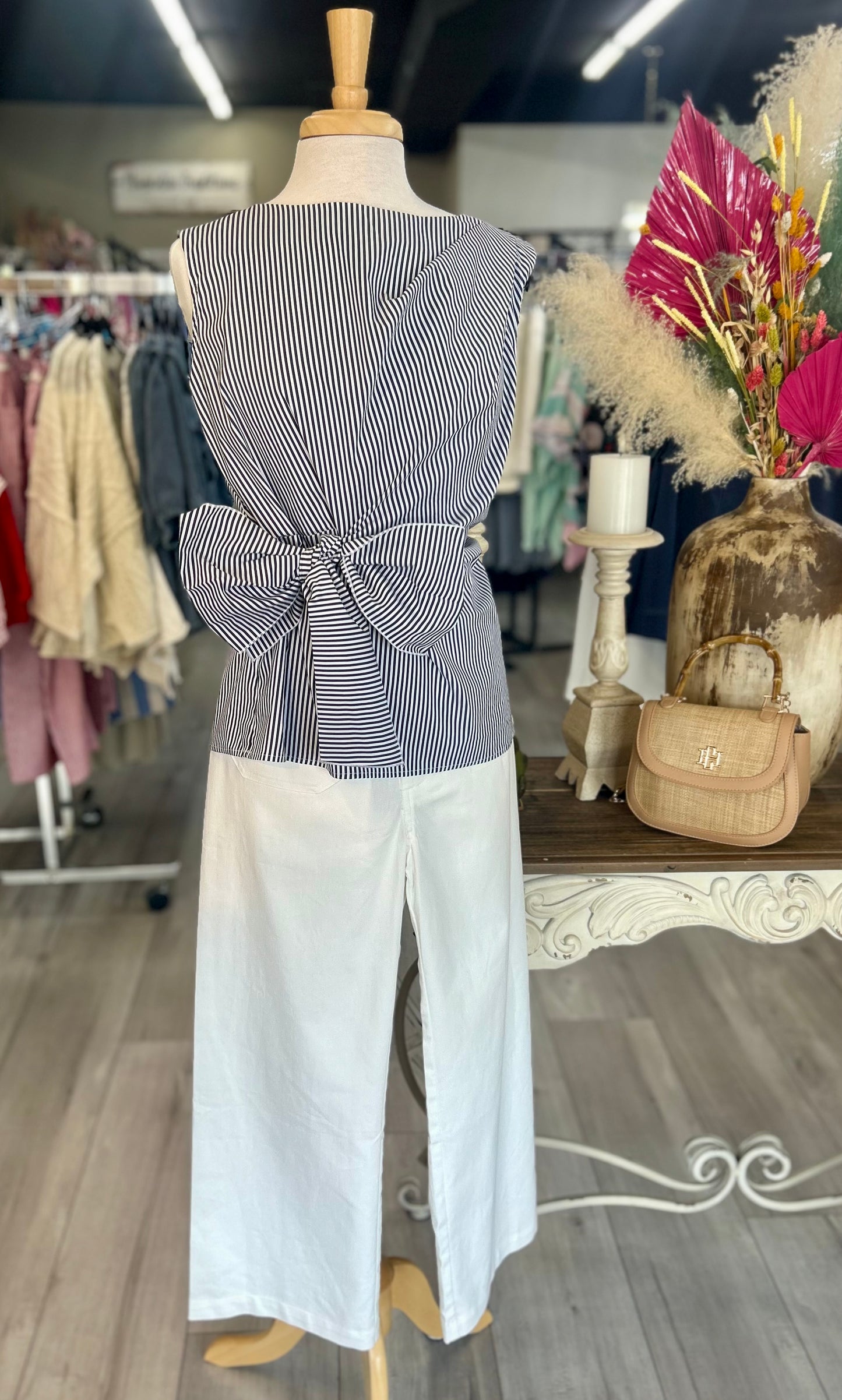 Renuar Tie stripe top 2 colors