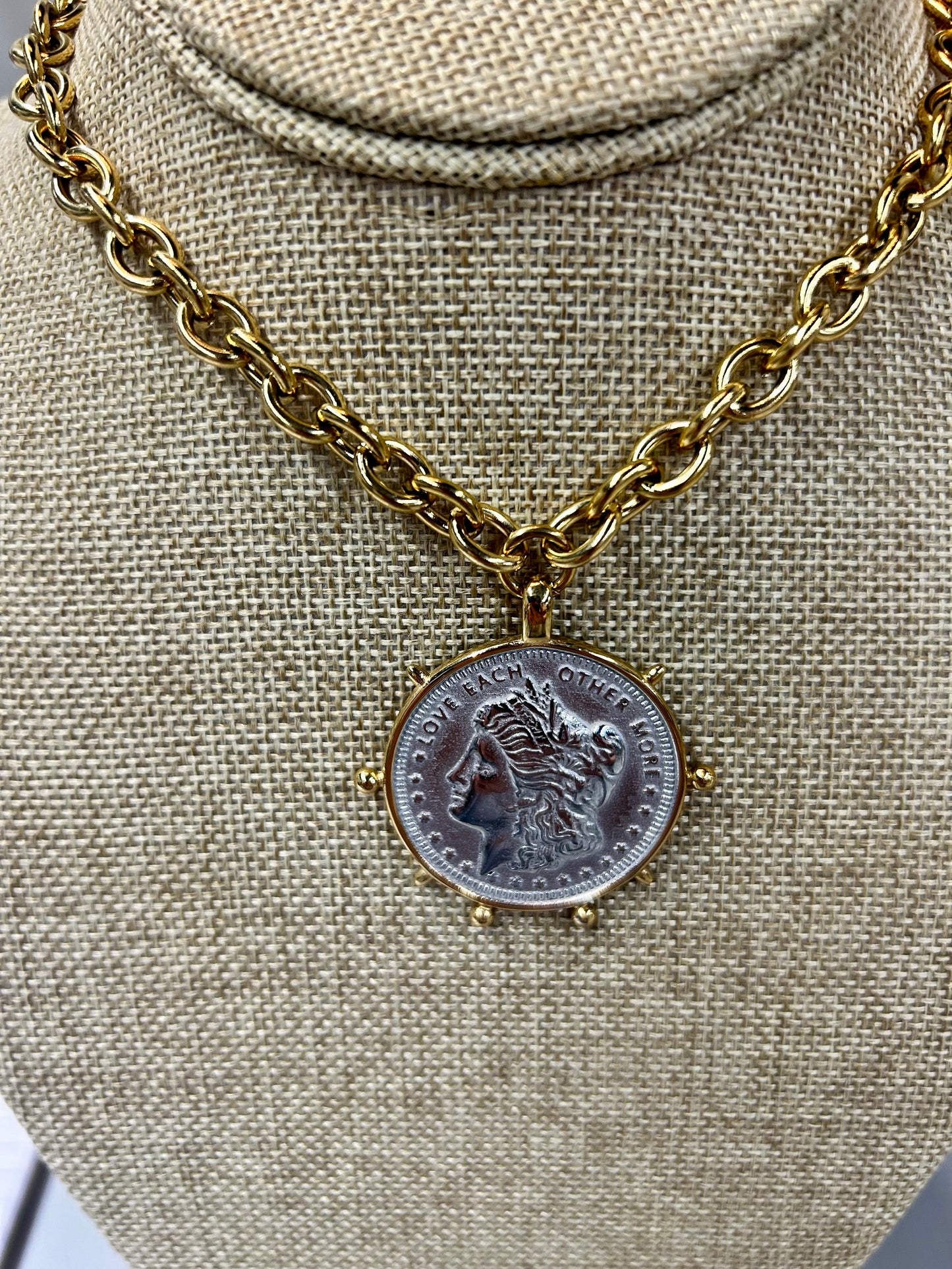 Two Toned Coin Necklace