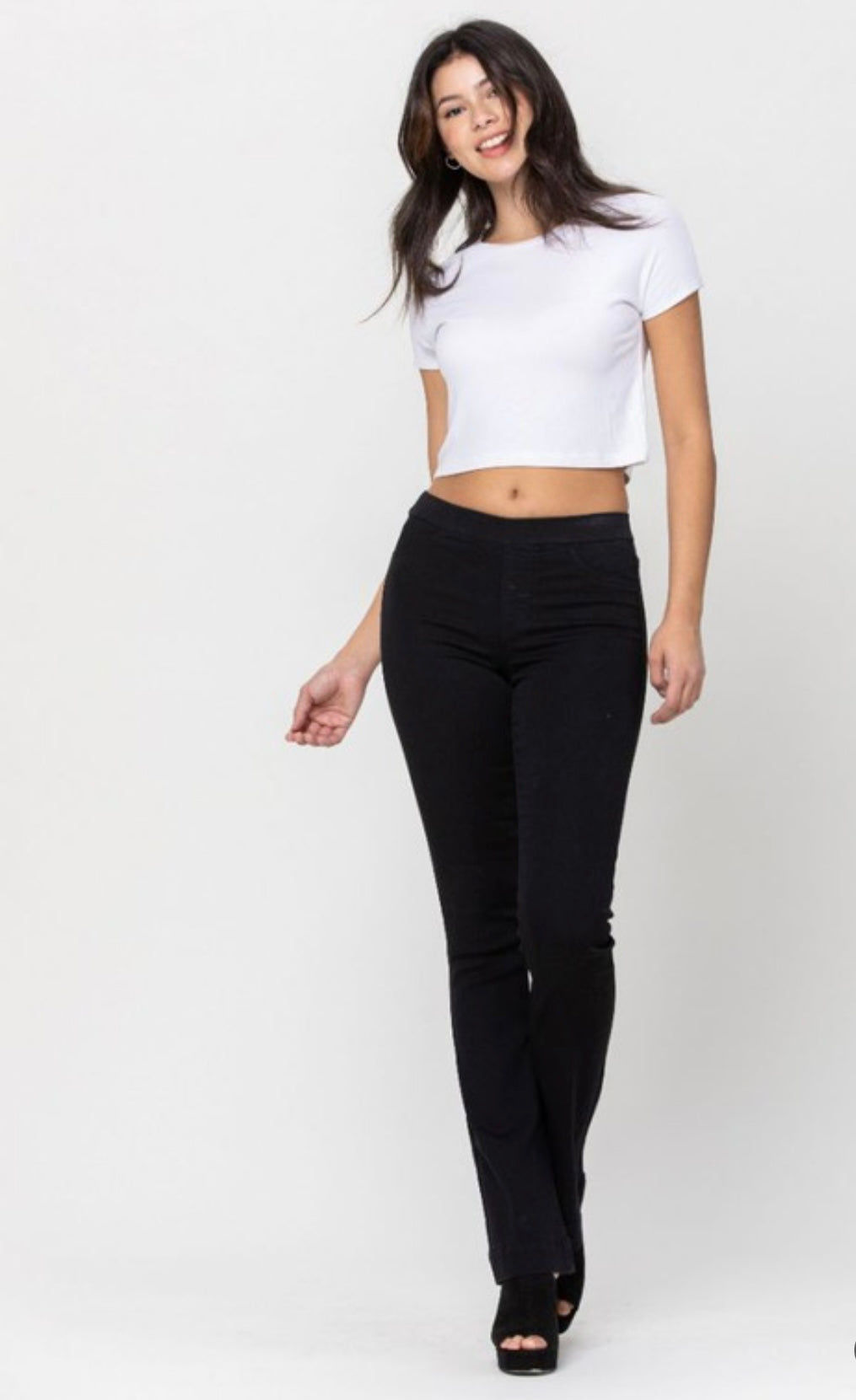 Mid Rise Black Flare Jegging