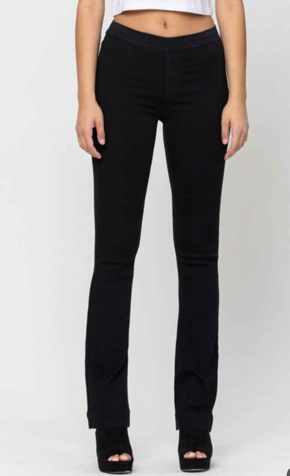 Mid Rise Black Flare Jegging