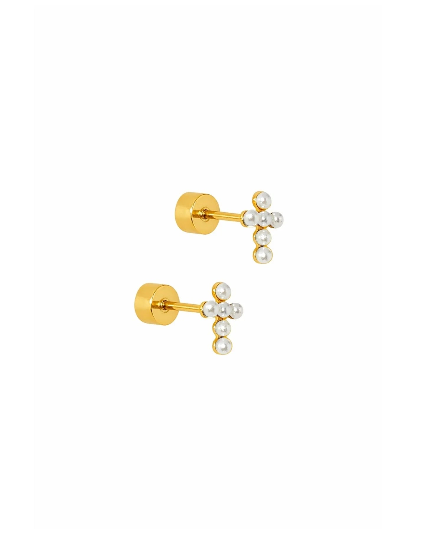 Screwbackstud Earrings-Clara Cross Gold Sparkle