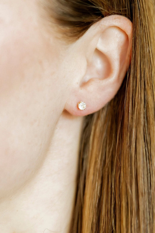 Screw Back Stud Earrings-Helen Gold