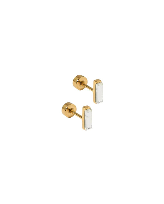 Screw back Stud Earring-Amber