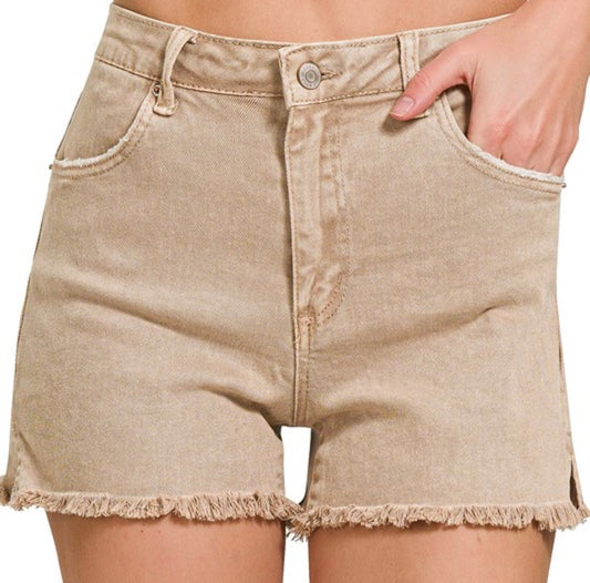 Tan Frayed Edge Short