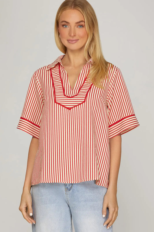 Here For More Stripe Top