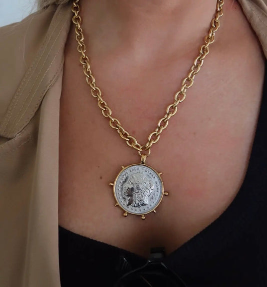 Two Toned Coin Necklace
