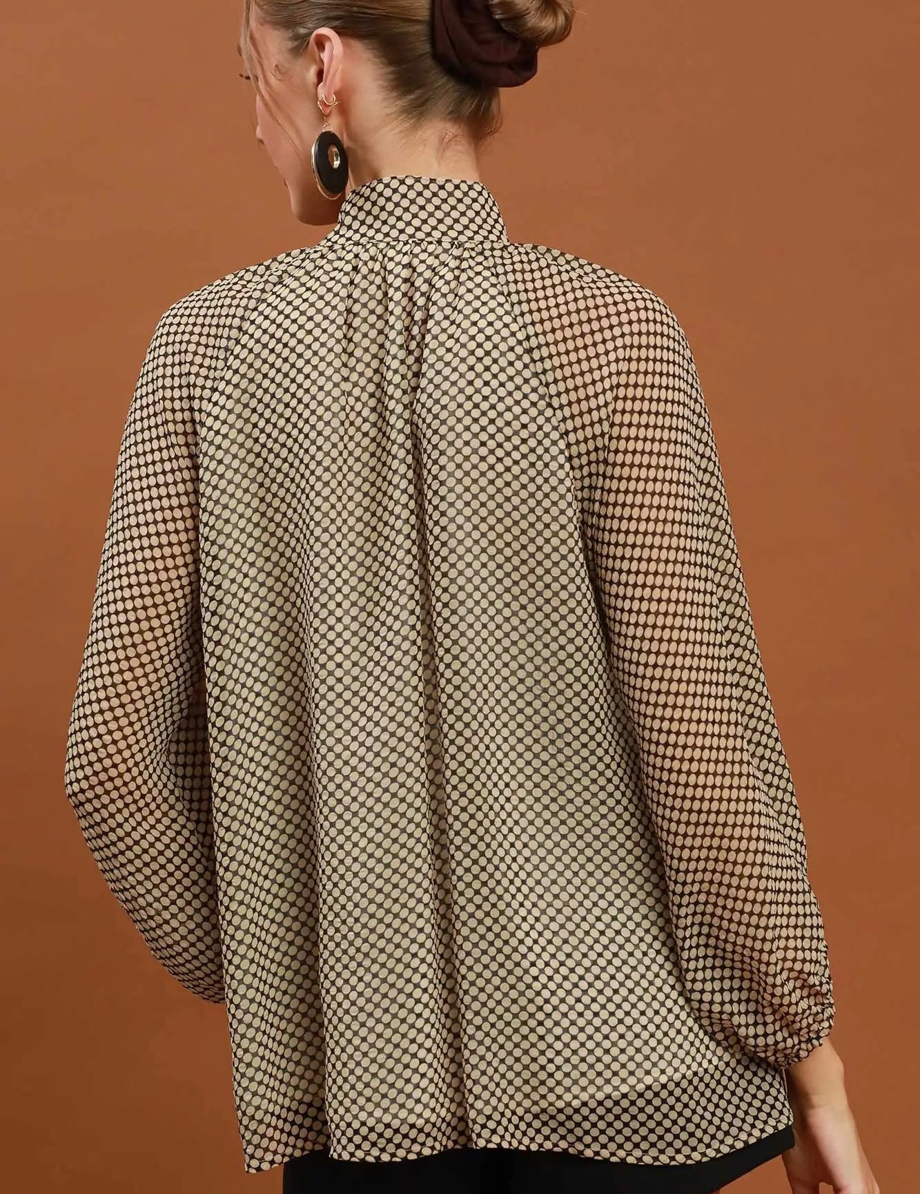 Avery Brown Polka Dot Long Sleeve Blouse 2 Colors