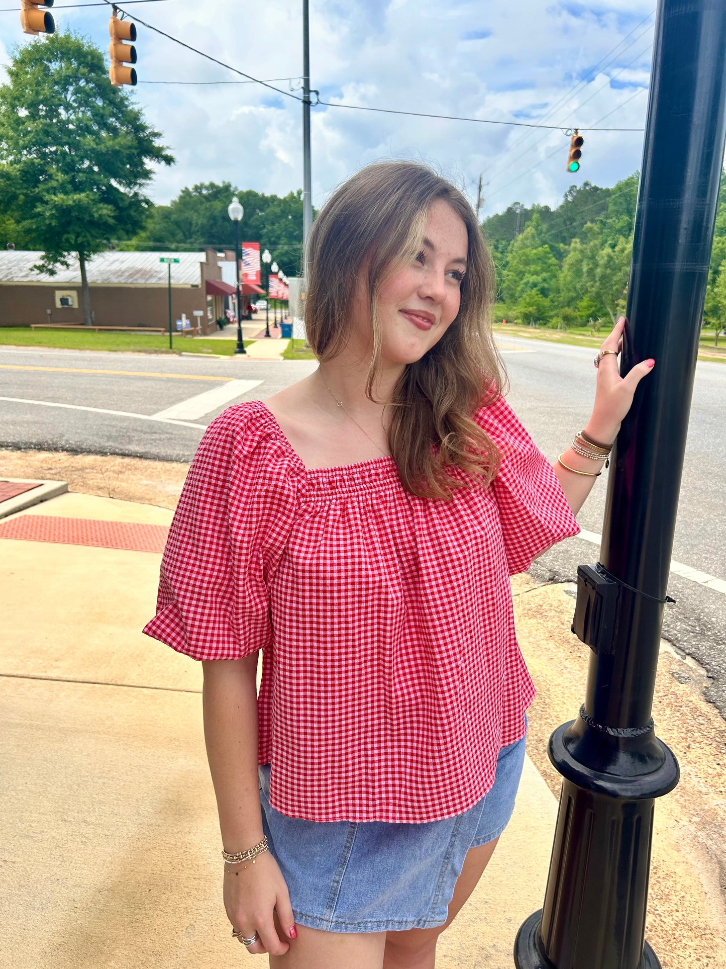 Don’t Miss Red Gingham Top