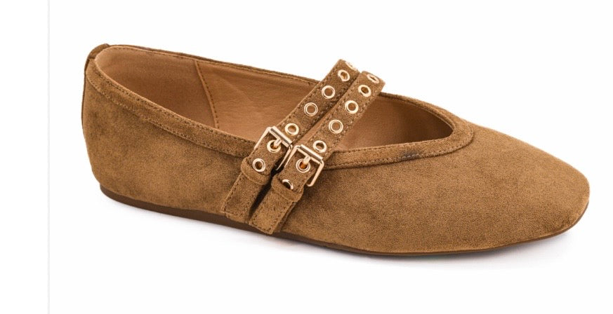 Corky’s All Eyes On Me Camel Faux Suede Flat