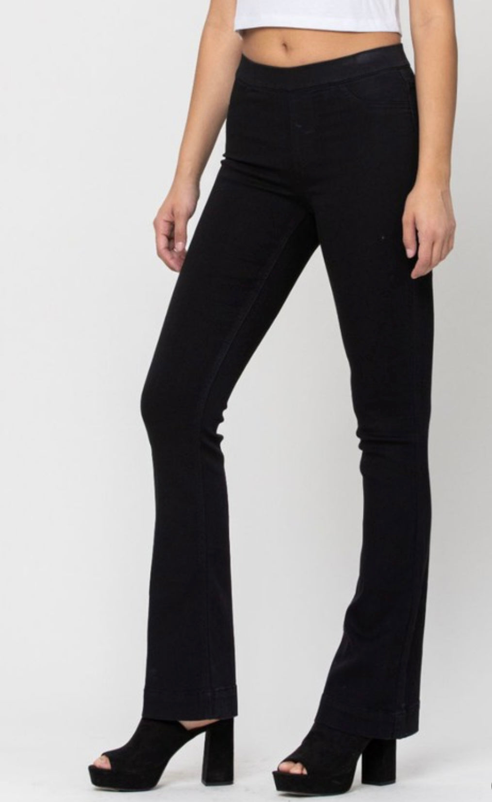 Mid Rise Black Flare Jegging