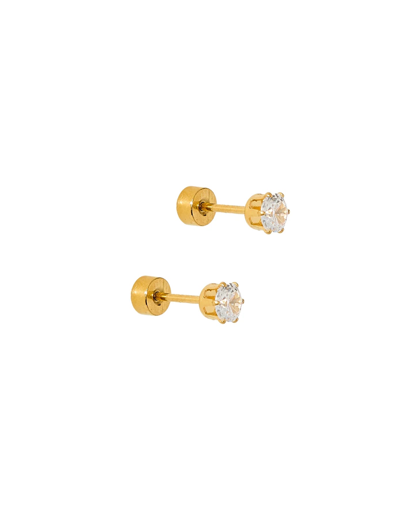 Screw Back Stud Earrings-Helen Gold