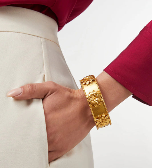 Flora Statement Hinge Bangle, Gold