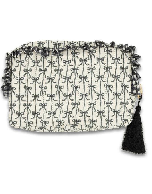 Black And White Quilted Cosmetic Bag