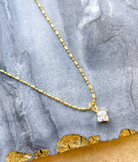 18k Gold Plated Square Pendant Necklace