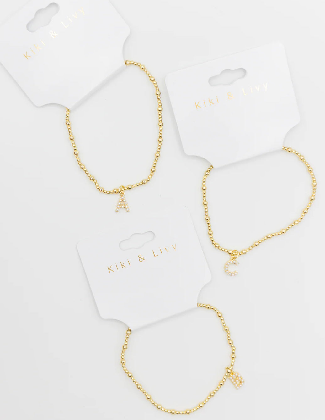 Gold Bead Small Pearl Letter Bracelet