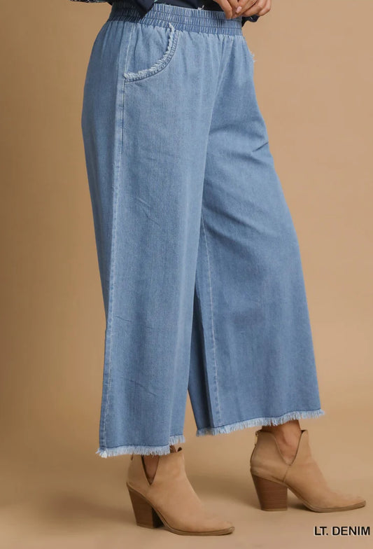 Light Denim Wide Leg Pants