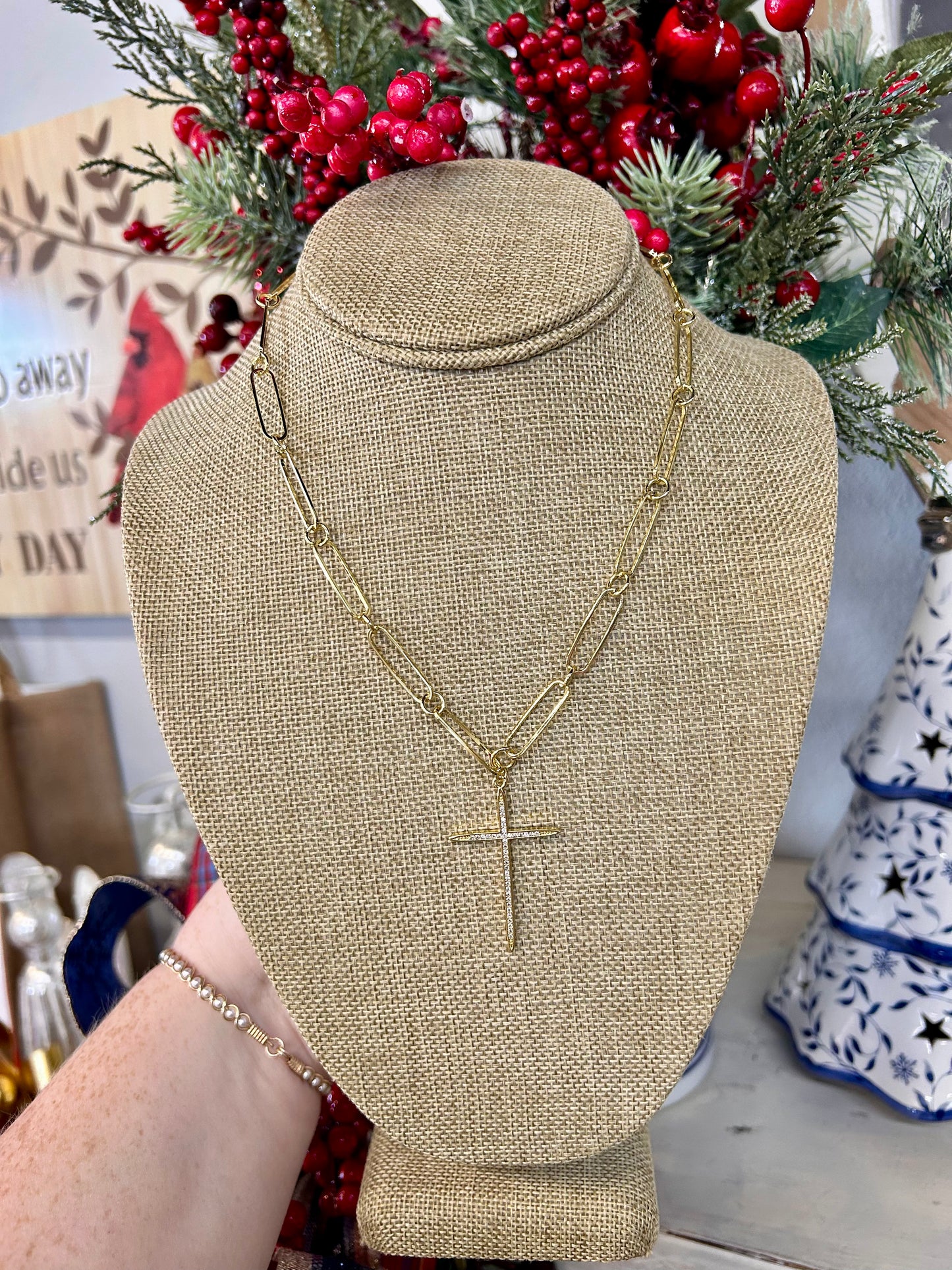 JTO Skinny Cross Necklace