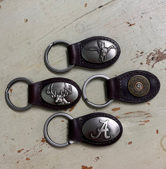 Oval Leather Key Chains- 4 Styles