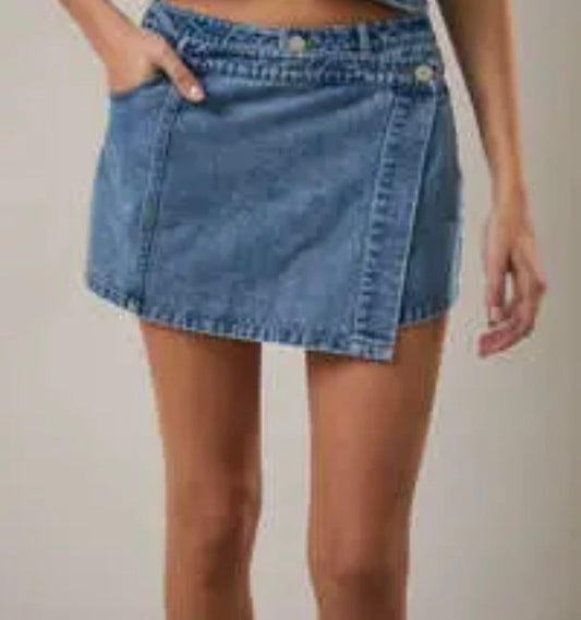 Denim Wrap Skort
