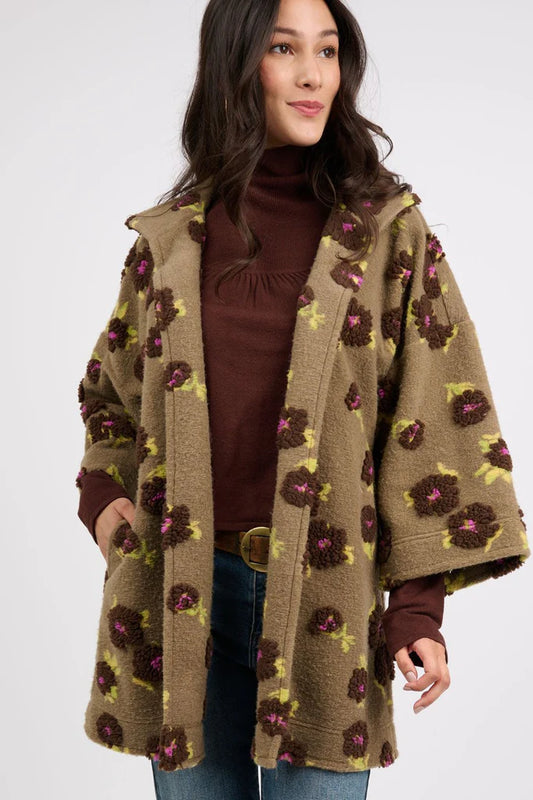 Ivy Jane Puff Floral Sherpa Coat