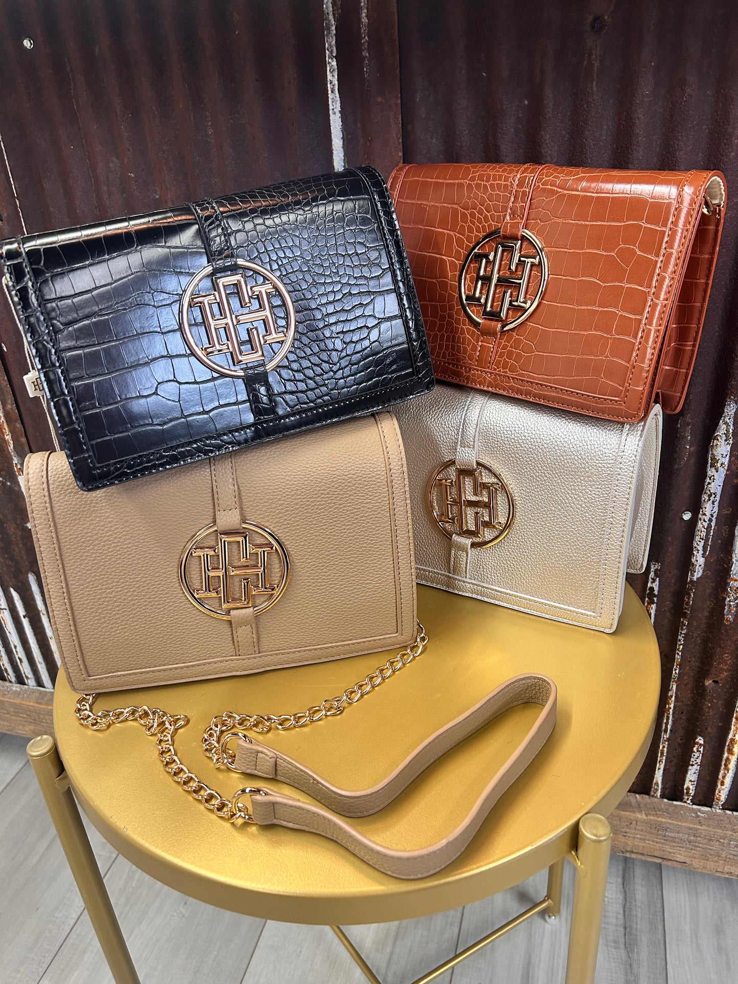 Caroline Hill Cecilia Circle Logo Handbag- 4 Colors