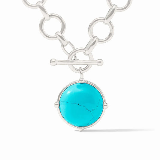 Silver Honeybee Statement Necklace Turquoise Blue