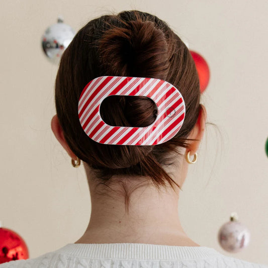 Candy Cane Round Flat Clips Teleties- 3 Sizes