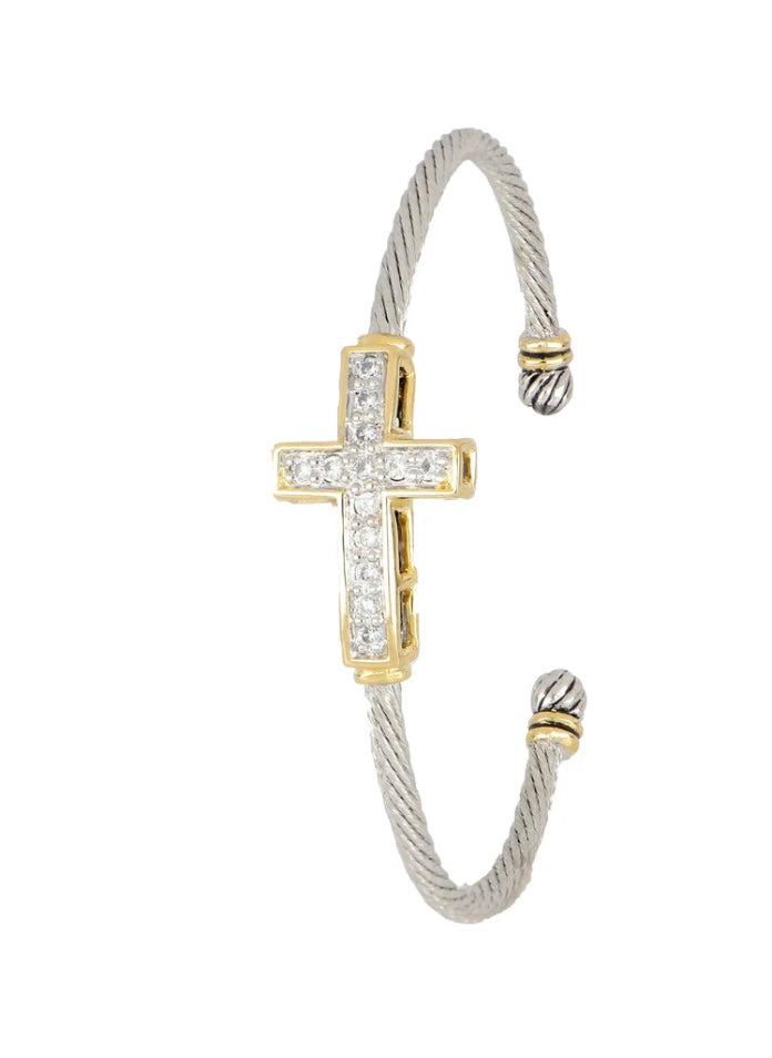 Pave Cross Cuff Bracelet